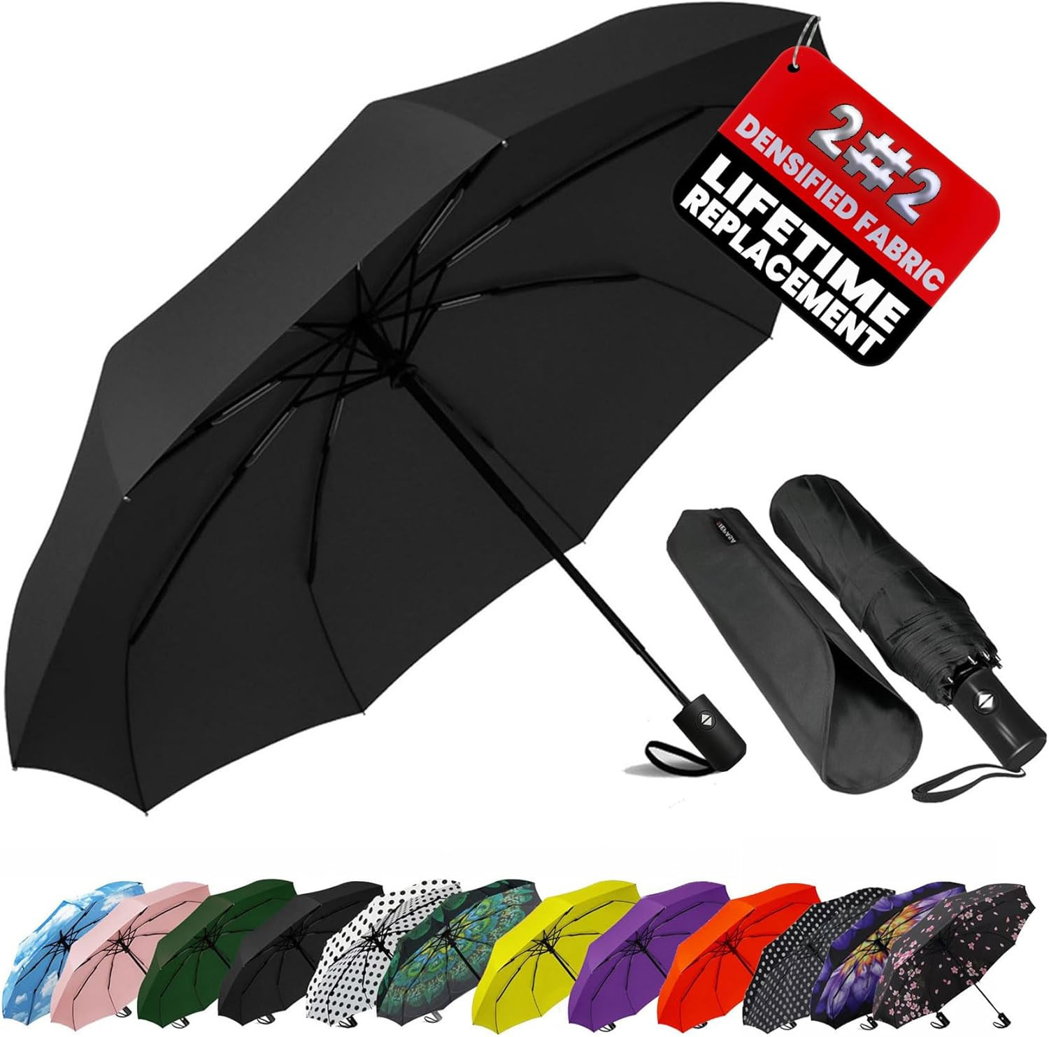 SIEPASA Compact Travel Umbrella - Windproof Auto Open/Close, Small Folding Umbrella for Rain - Li... | Amazon (US)
