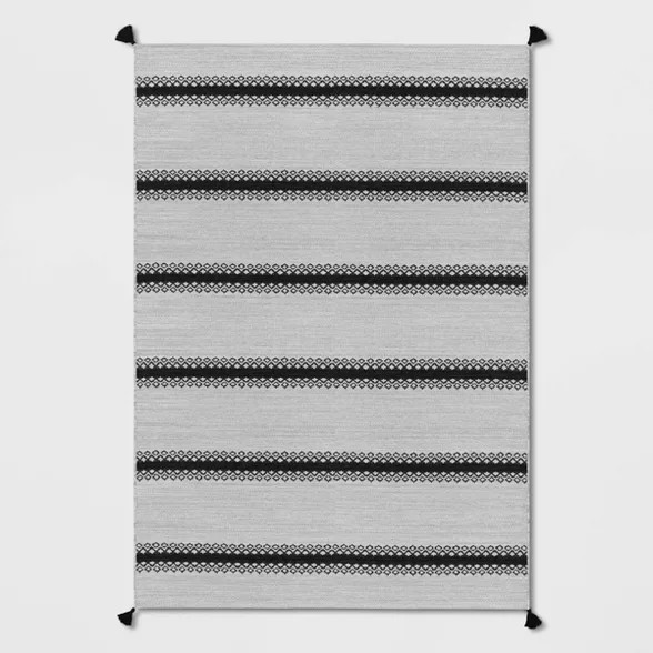 Outdoor Rug Argyle Stripe Black - Threshold™ | Target