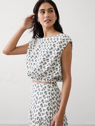Linen-Blend Side-Tie Top | Banana Republic Factory