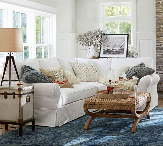 PB Comfort Roll Arm Slipcovered 3-Piece Sectional with Wedge | Pottery Barn (US)