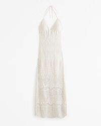 Women's Crochet-Style Halter Maxi Dress | Women's The A&F Wedding Shop | Abercrombie.com | Abercrombie & Fitch (US)