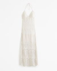 Crochet-Style Halter Maxi Dress | Abercrombie & Fitch (US)