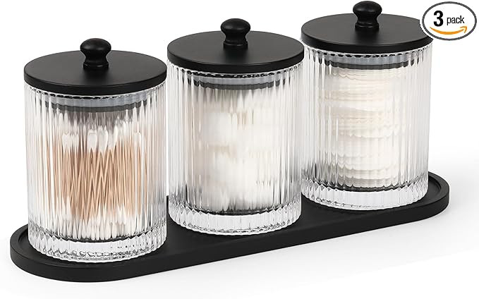 3 Pack Qtip Holder - Bathroom Organizers and Storage, Cotton Round Holder Floss Pick Holder Cotto... | Amazon (US)