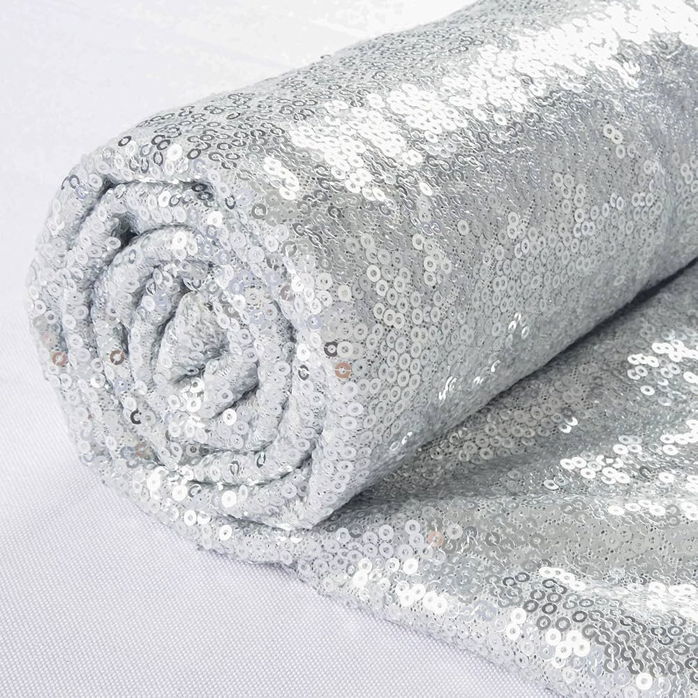 ShiDianYi 6 Feet 2 Yards Silver Sequin Fabric by The Yard, Mesh Sequin Fabric, Silver Glitter Fab... | Amazon (US)