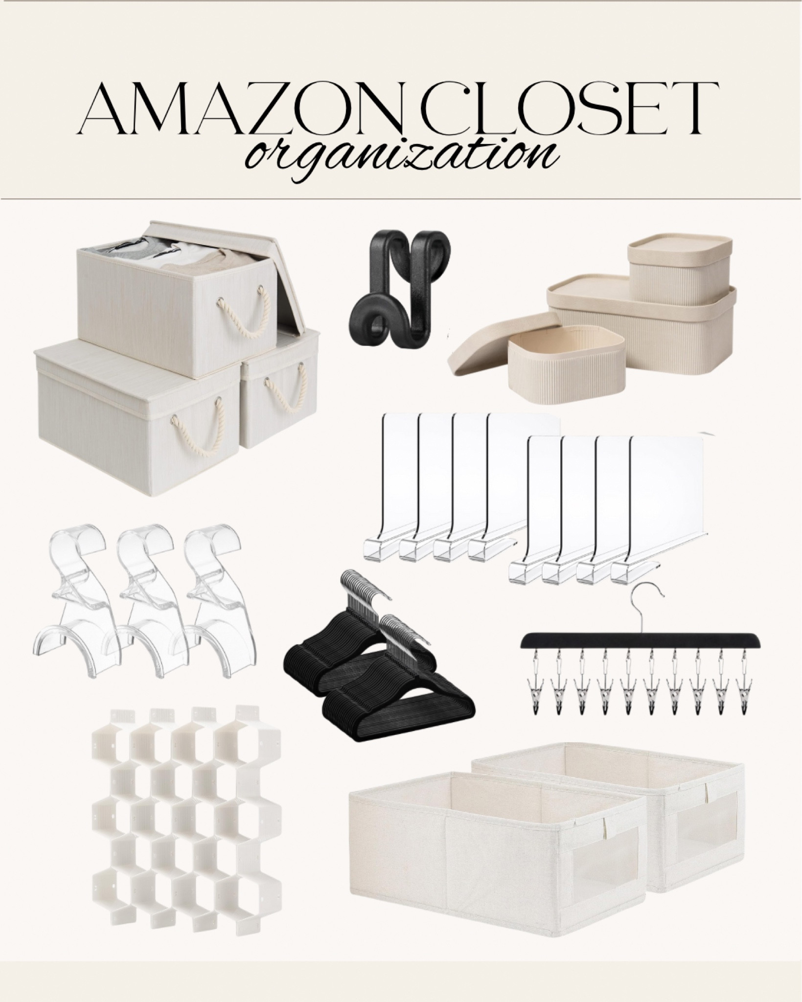 Amazon closet organization! Closet organization, closet bins, clothing storage , dresser organizers, hangers, hat  organization, shelf dividers, hanger hooks, closet storage 

#LTKsalealert #LTKstyletip #LTKhome