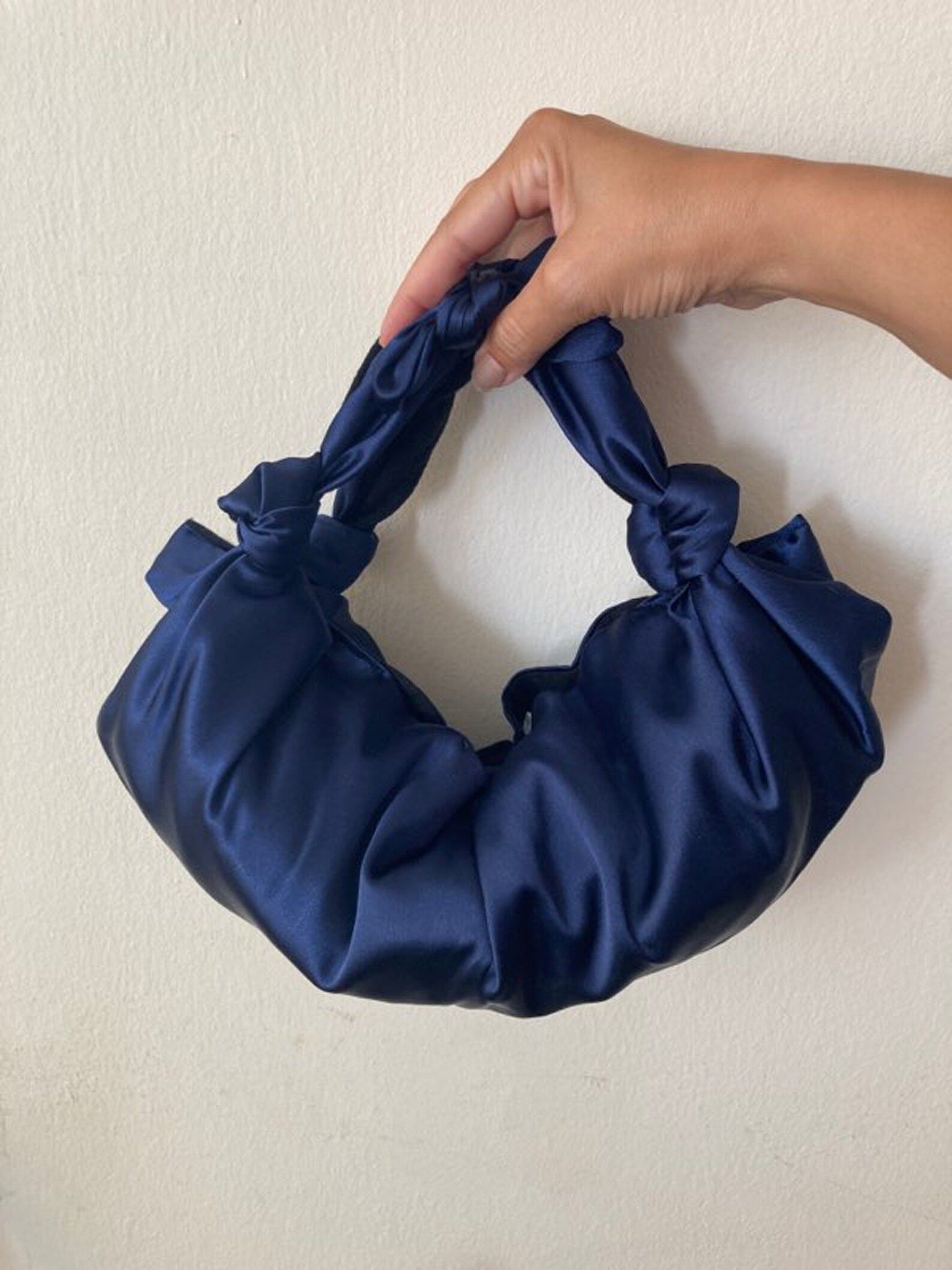 Midnight Blue Matte French Satin Croissant Hobo Ascot Knot | Etsy | Etsy (US)