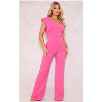 Hot Pink Drape One Shoulder Jumpsuit | PrettyLittleThing US