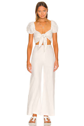 Ottavio Pants in Plain Egg Shell | White Pants Outfit White Linen Pants White Wide Leg Pants Outfit | Revolve Clothing (Global)