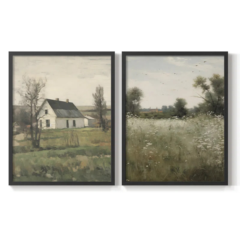 Vintage  Landscape IX  -Framed Giclee Print - Set of 2 (Set of 2) | Wayfair North America