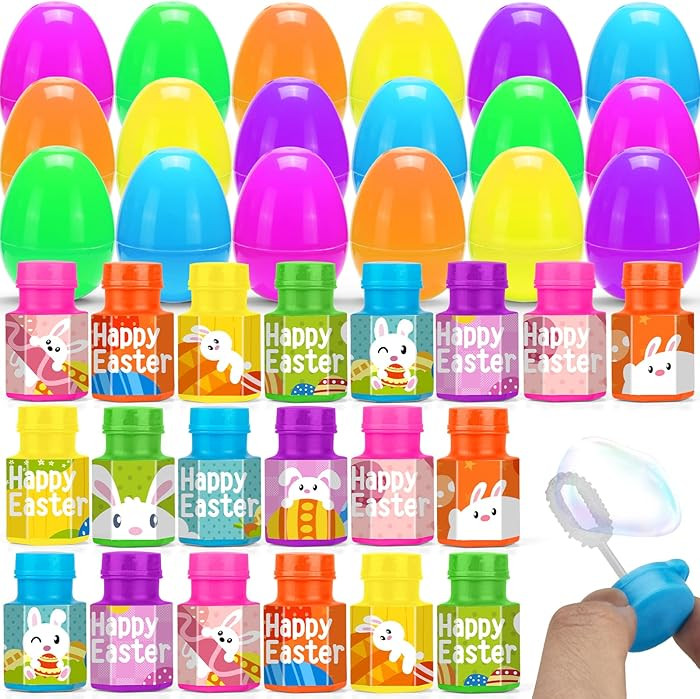 24 Pcs Easter Eggs Prefilled with Bubble Bottle Inside for Easter Party Favor, Filled Easter Egg ... | Amazon (US)