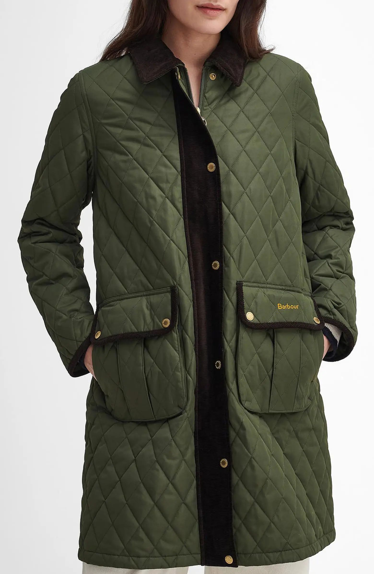 Barbour Tulip Corduroy Trim Quilted Coat | Nordstrom | Nordstrom