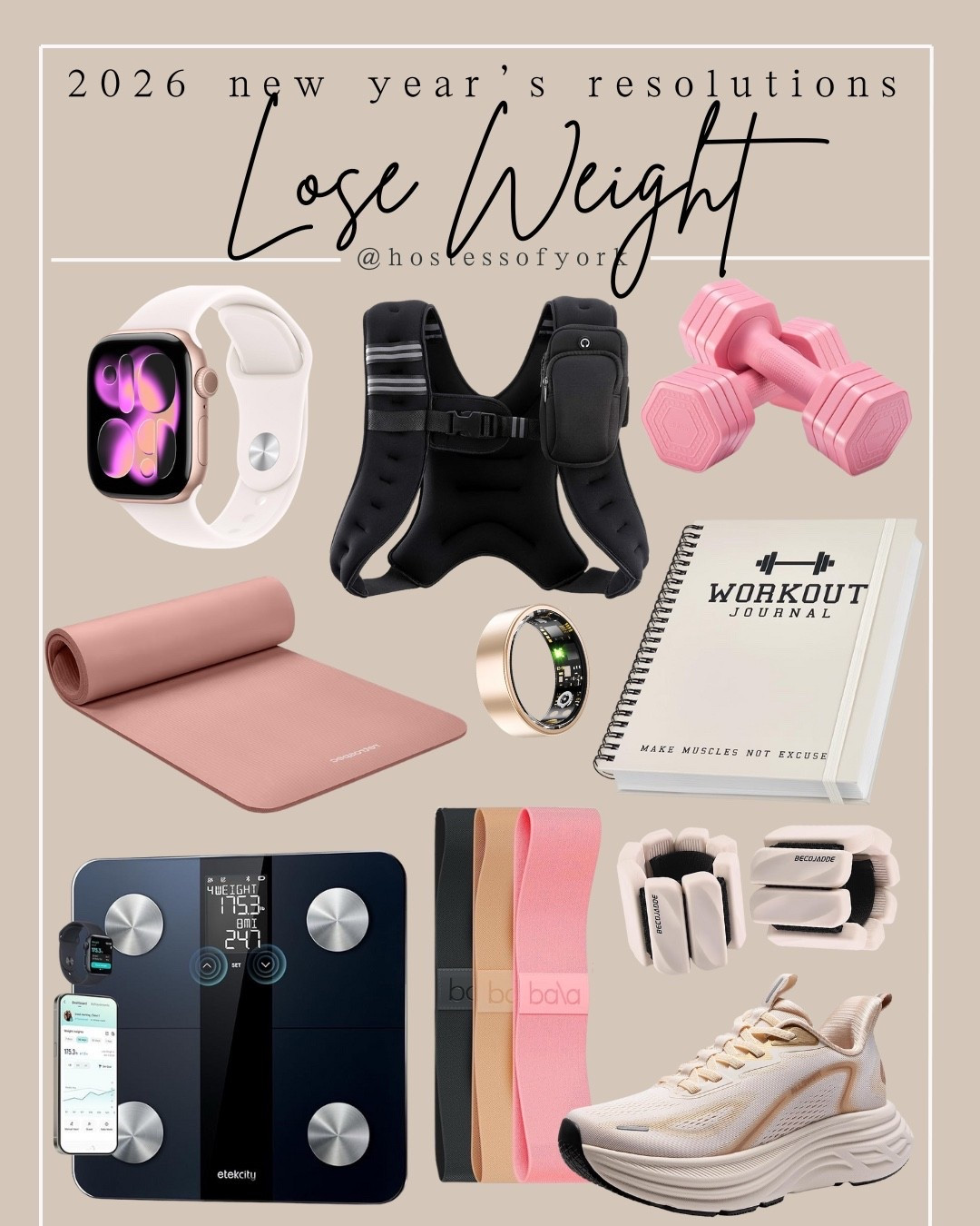 New Year’s Resolution to lose weight essentials starter kit! Start by tracking your health stats and adding in simple ways to move more in your daily routine!

#newyear #goals #2026 #resolutions #essentials #vision #board #fitness #gym #workout #yoga #weights #active #gifts #giftguide #health #healthy

#LTKdayinmylife #LTKfitnessgoals #LTKGiftGuide
