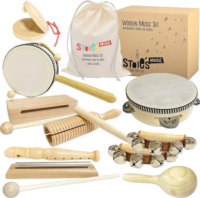 Stoie's International Wooden Music Set for Toddlers and Kids- Eco Friendly Musical Set with A Cot... | Amazon (US)