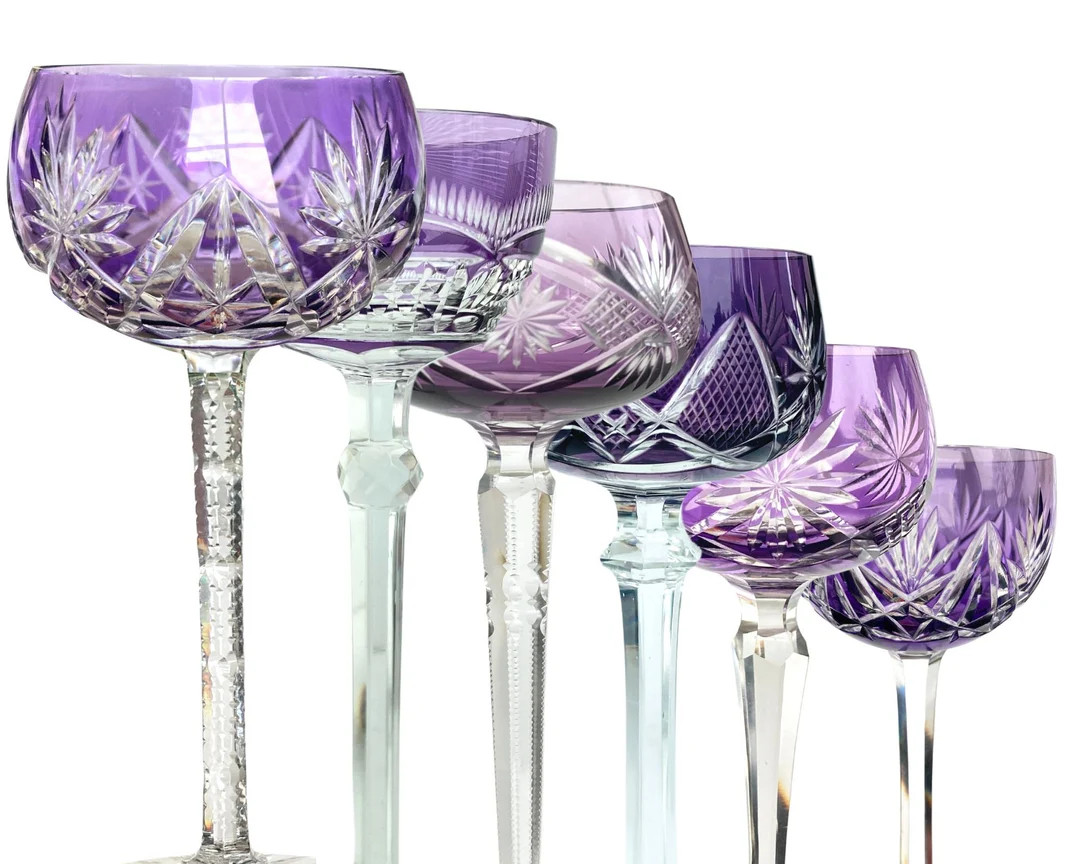 Lavender Wine Glass (1) | Crystal | Val Saint Lambert, Saint Louis, Klokotschnik | Etsy (US)