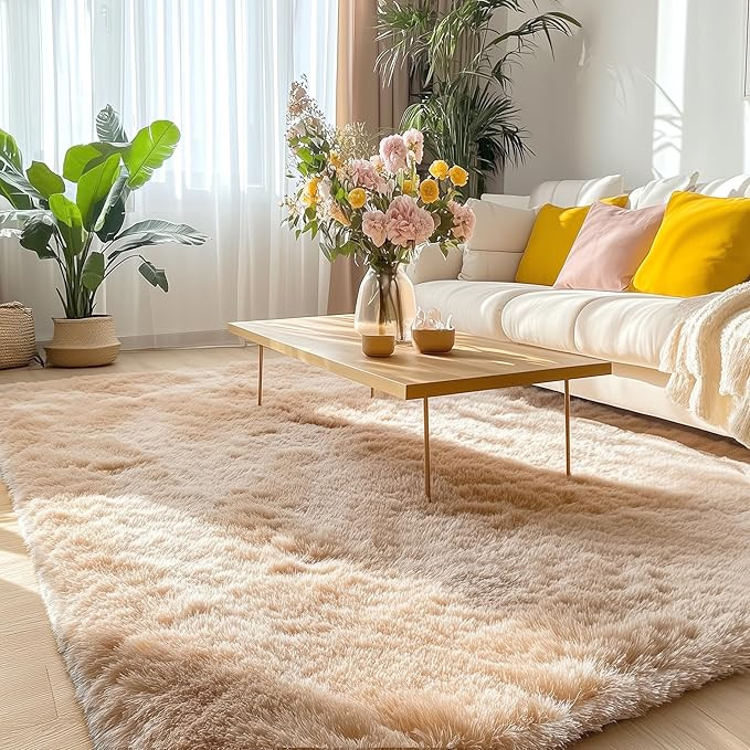 OLANLY Area Rugs for Living Room Bedroom, Machine Washable 4x5.9 ft Soft Fluffy Shaggy Bedside Ru... | Amazon (US)