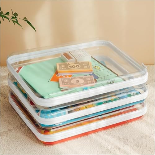 Board Game Storage,Extra Large Clear Hard Shell Case with Zipper, 3 Packs Board Game Organizer an... | Amazon (US)