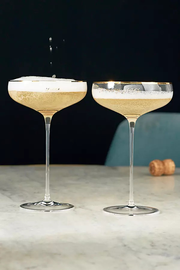 Cheers to Many Years Toasting Coupes, Set of 2 | Anthropologie (US)