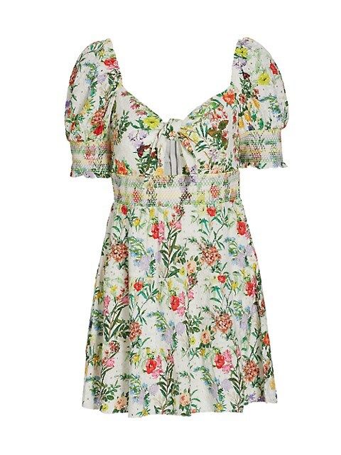Kristie Floral Puff-Sleeve Minidress | Saks Fifth Avenue (CA)