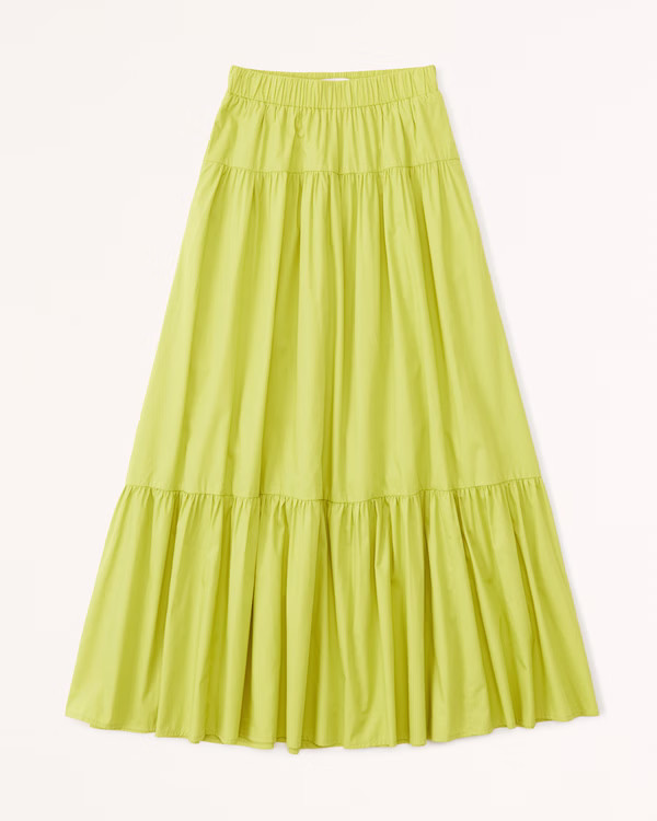 Poplin Tiered Maxi Skirt | Abercrombie & Fitch (US)