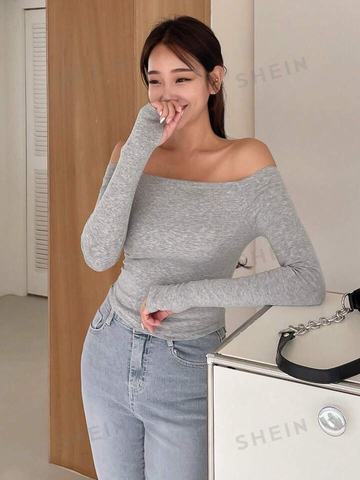 DAZY Solid Off Shoulder Tee | SHEIN