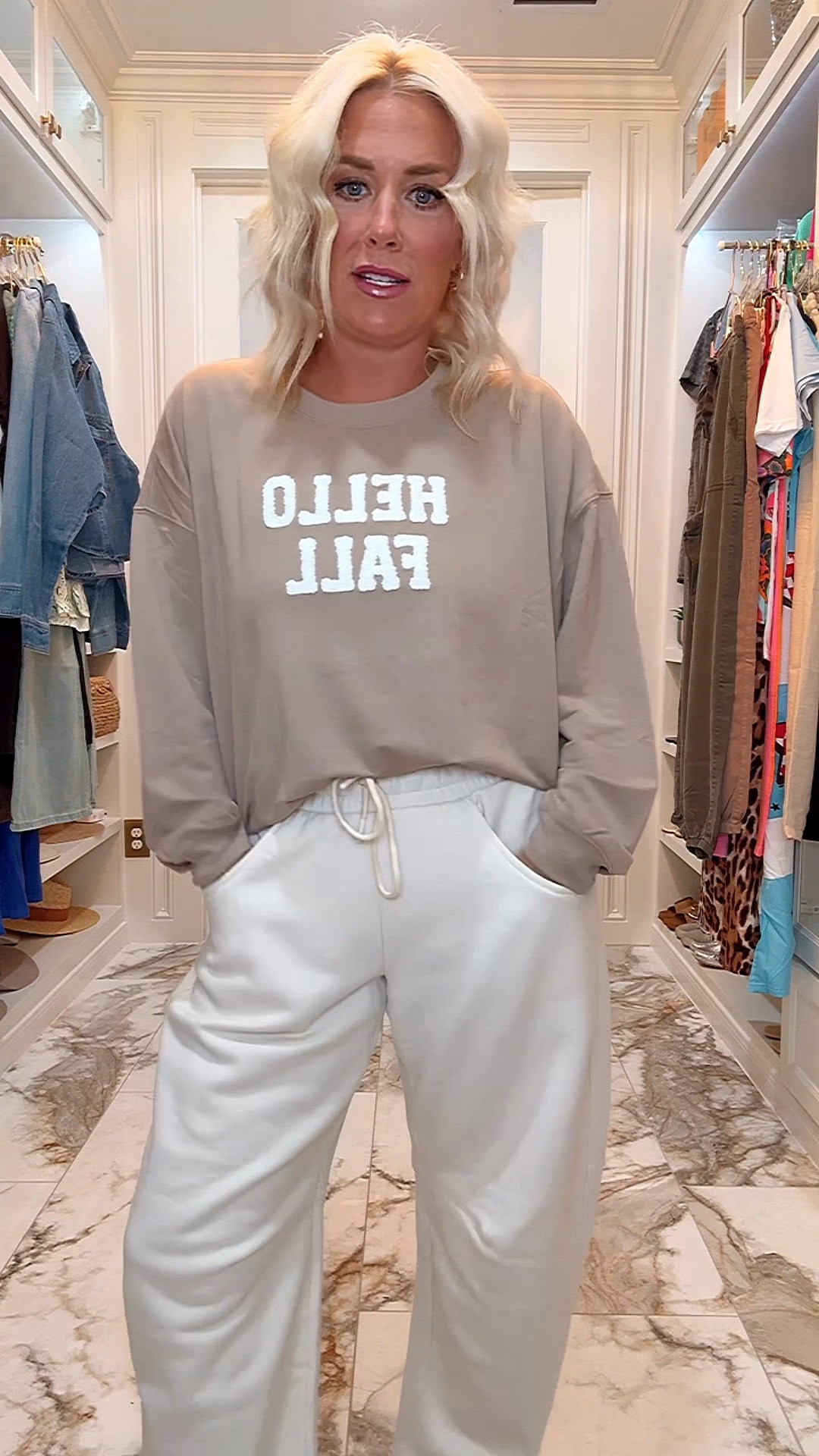 Early fall new arrivals and these cozies are legit / super soft - size small in pullover, medium in sweatpants