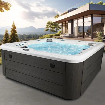 Scenic™ 6-Person 69-Jet Lounger Hot Tub Spa with Bluetooth Stereo, 4 Pumps, LED Lighting, Stainless Steel Heater and Ozonator, Insulated Cover Include | Wayfair North America