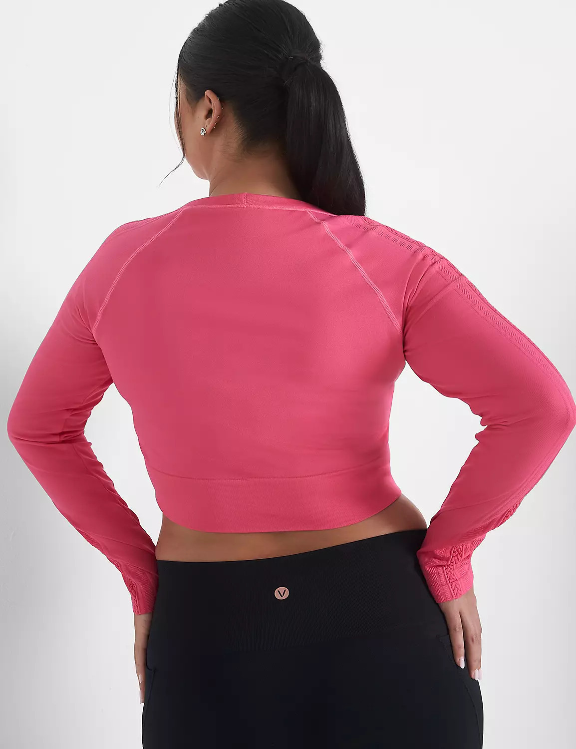 LIVI Seamless Fitted Sleeve-Detail Crop Tee | LaneBryant | Lane Bryant (US)