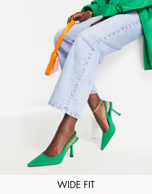 ASOS DESIGN Wide Fit Simba slingback stilettos in green | ASOS | ASOS (Global)