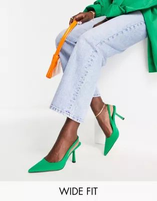 ASOS DESIGN Wide Fit Simba slingback stilettos in green | ASOS (Global)