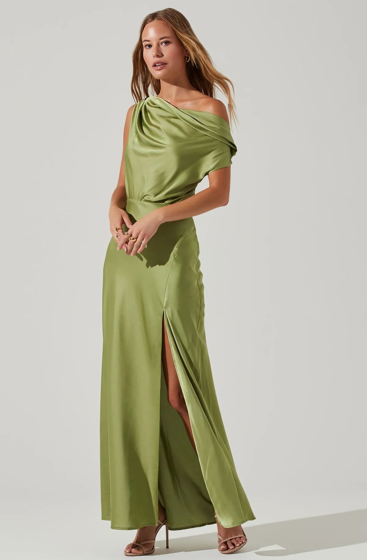 Monroe Satin Off Shoulder Maxi Dress | ASTR The Label (US)