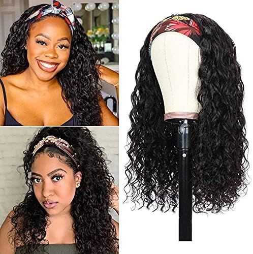 Water Wave Headband Wig for Black Women Human Hair Wigs Brazilian Wet and Wavy Curly Human hair H... | Amazon (US)