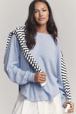 Pilcro Ruffled Raglan Thermal Top | Anthropologie (US)