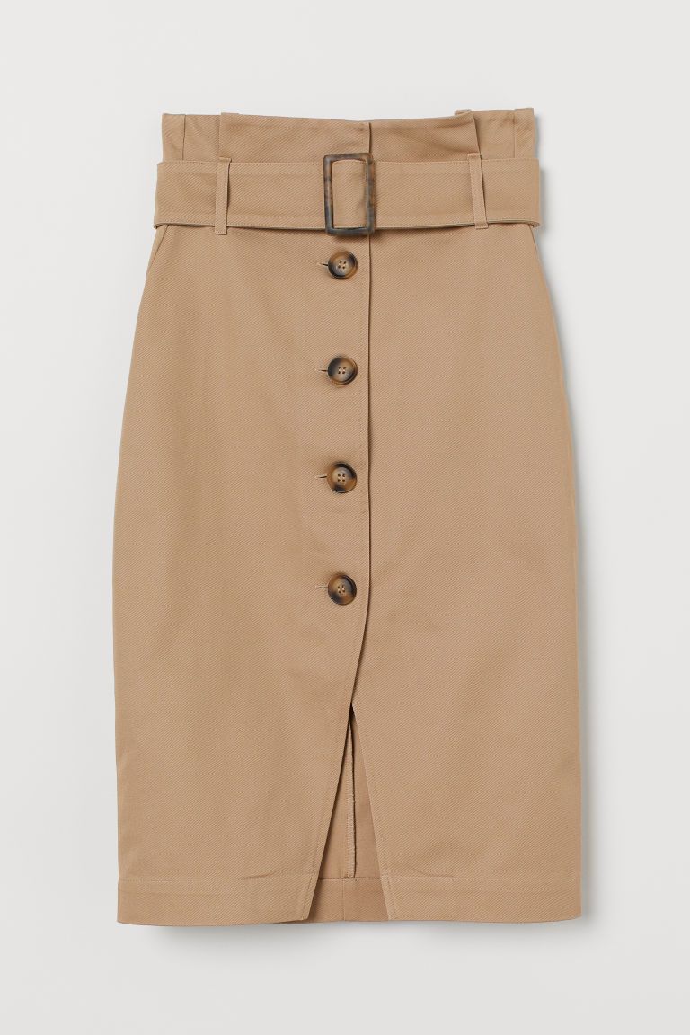 H & M - Skirt with Belt - Beige | H&M (US + CA)