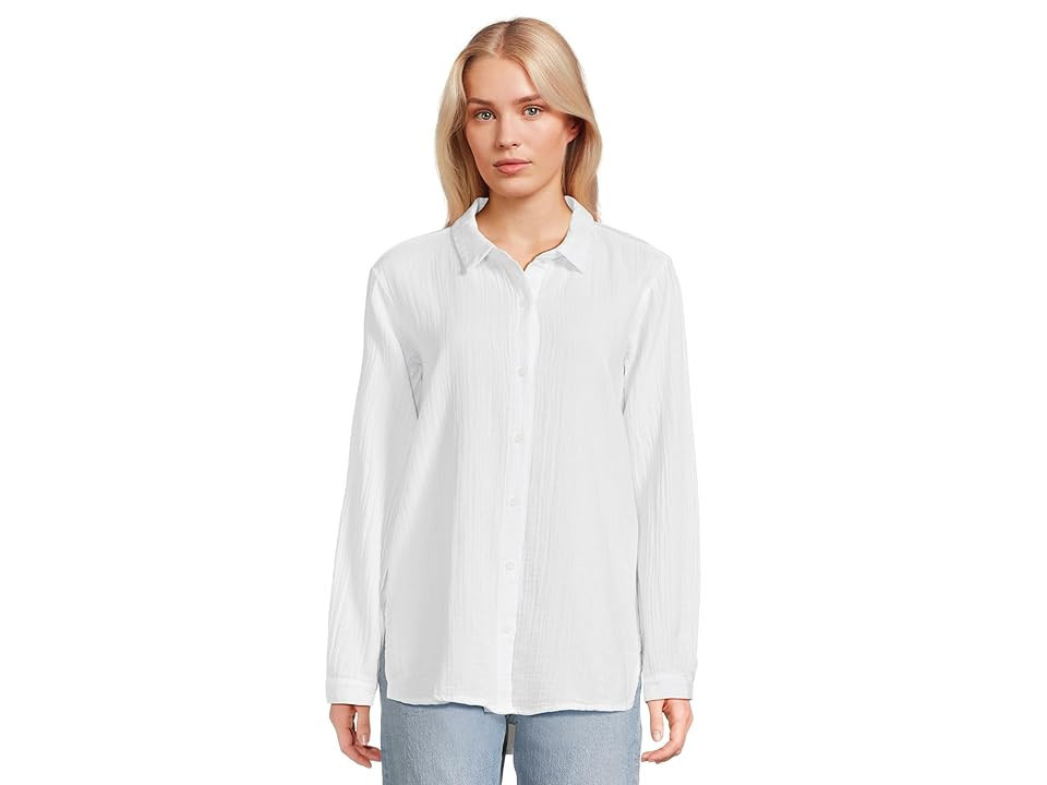 Mod-o-doc Long Sleeve Button-Up Shirt Women's Clothing White : SM (US 4-6), Cotton | Zappos
