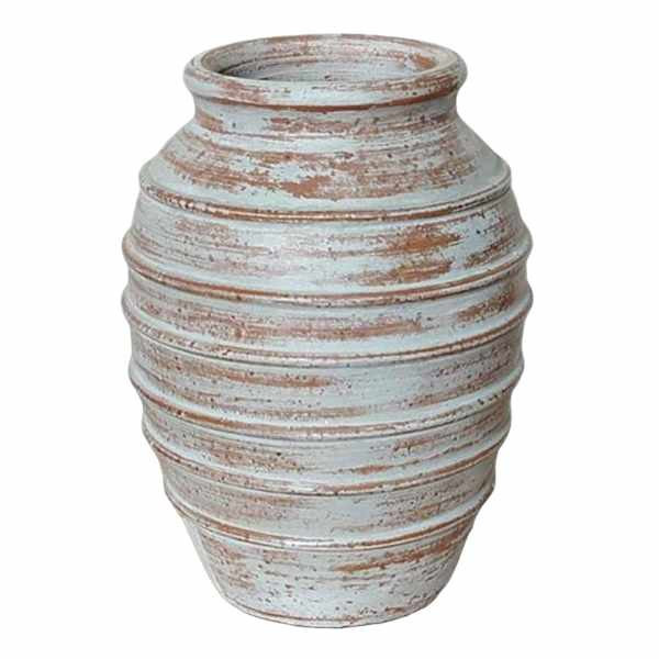 Neutral Clay Vase With Horizontal Accents, 11", sold by At Home | At Home