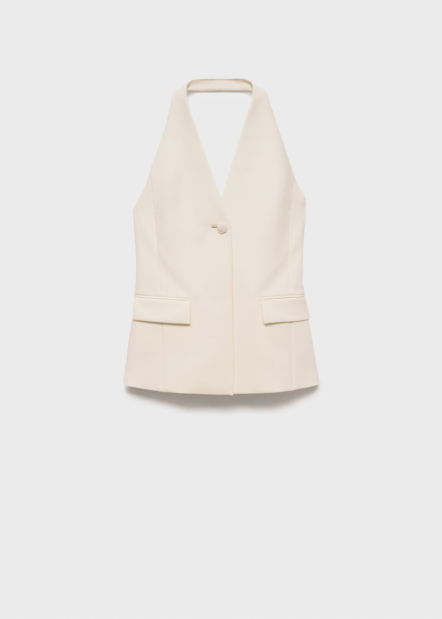 Halter-neck gilet with jewel button | MANGO (US)