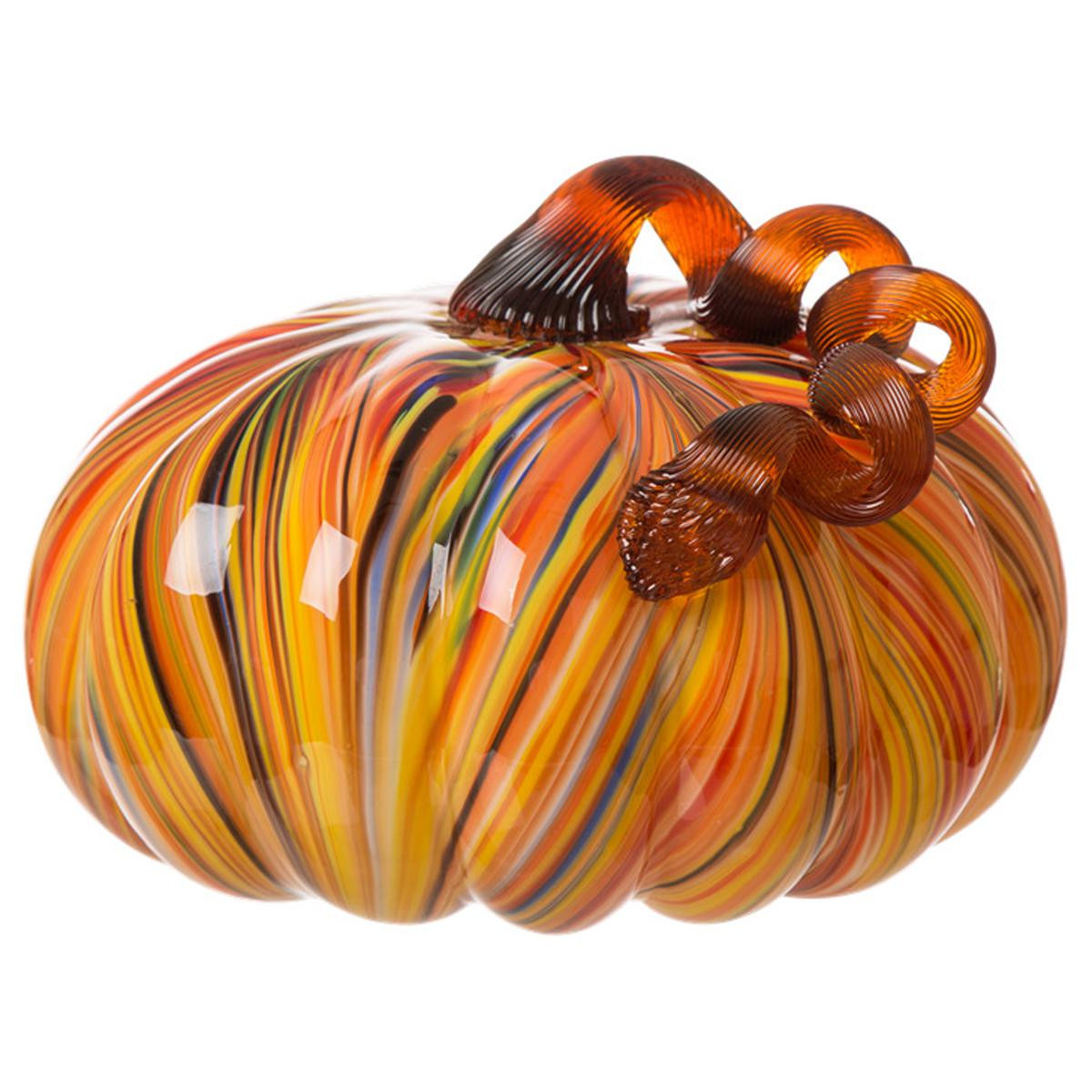 Glitzhome Multi Striped Glass Large Pumpkin | HSN