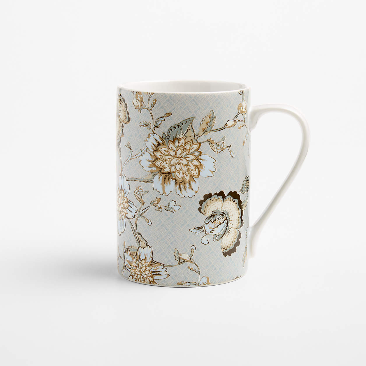 Jacobean Floral 12.85-oz. Porcelain Mug | Crate & Barrel | Crate & Barrel