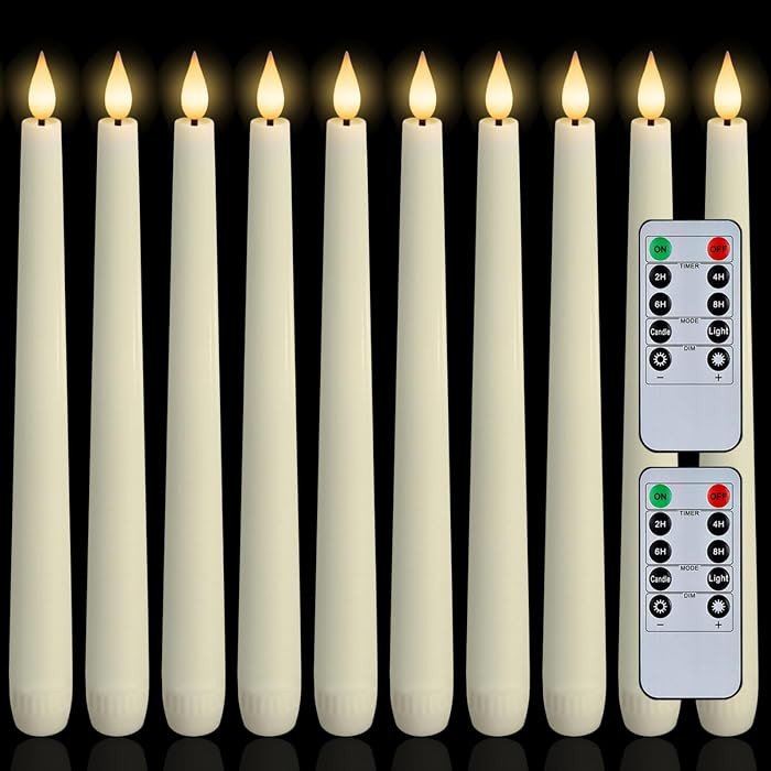 Homemory 12 Pcs Waxy Flameless Taper Candles with Remote, Led Flameless Candlesticks Classic Tall... | Amazon (US)