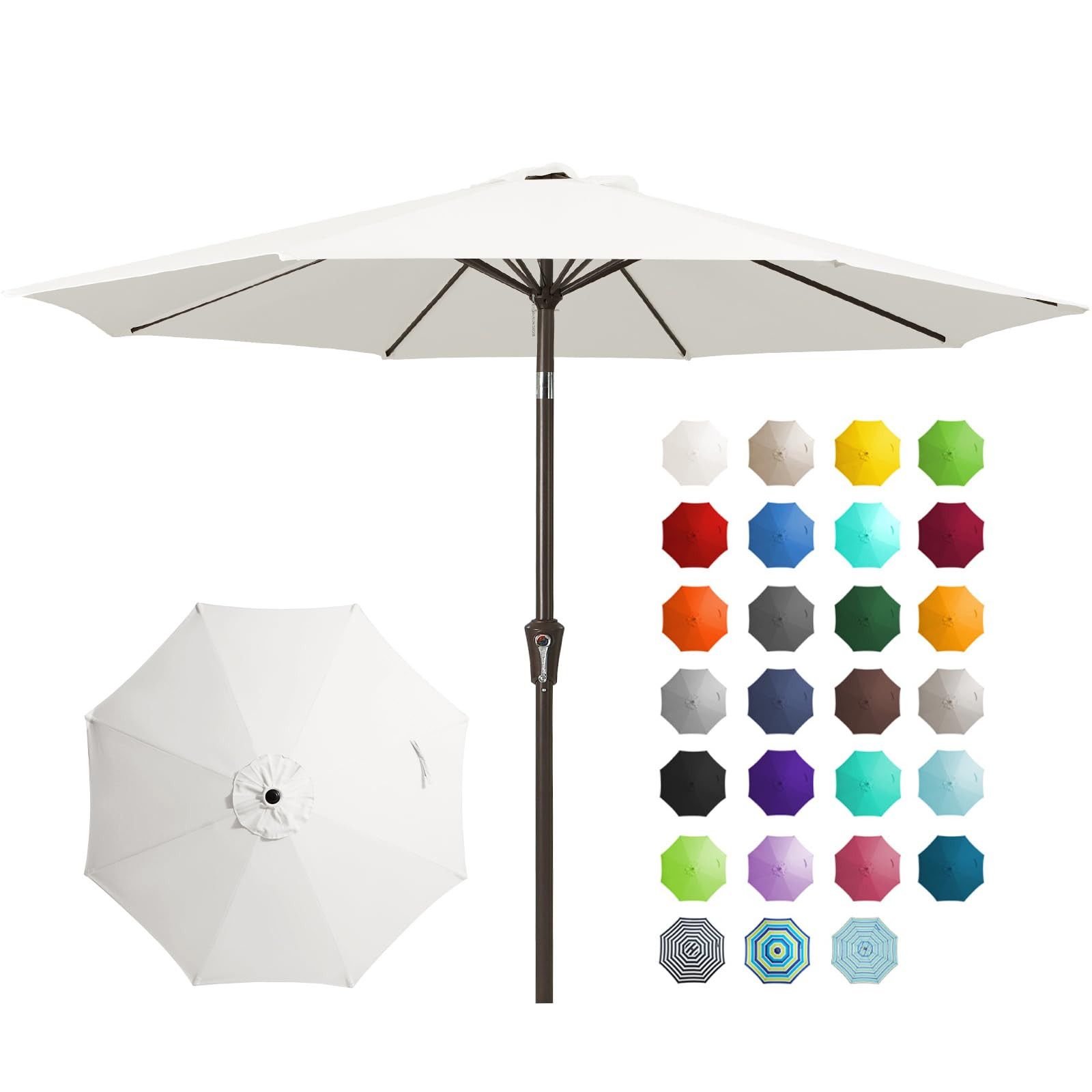 JEAREY 9FT Outdoor Patio Umbrella Outdoor Table Umbrella with Push Button Tilt and Crank, Market ... | Amazon (US)