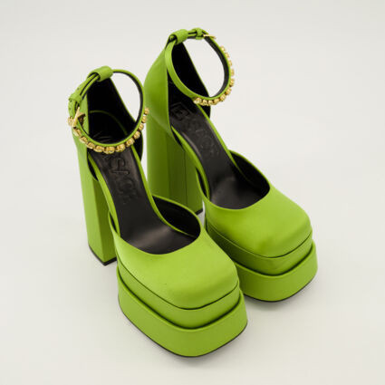 Lime Satin Platform Mary Jane Heels | TK Maxx