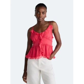 Scoop Women's and Women's Plus Ruffle Camisole Tank Top, Sizes XS-4X | Walmart (US)