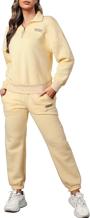 Herseas Women 2 Piece Outfits Sweatsuit Lounge Set Half Zip Pullover with Jogger Airport Tracksui... | Amazon (US)