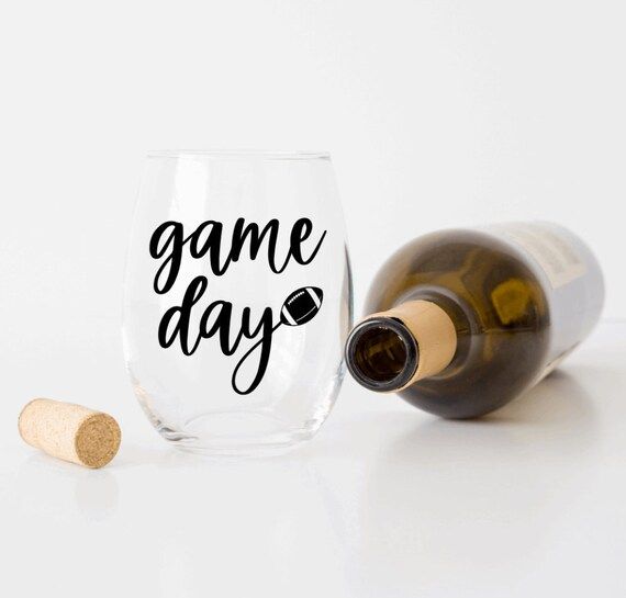 Game day football stemless wine glass | football season gameday cup | Saturday Sunday cute footba... | Etsy (US)