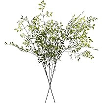 SFTYUFS 3pcs Artificial Plant Leaves Bunches 43.3 Nandina Domestica Faux Greenery Stems Spray Sil... | Amazon (US)