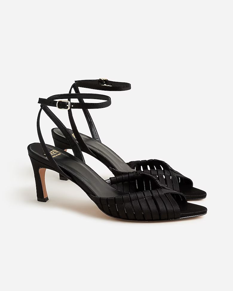 Made-in-Italy curved-heel sandals in satin | J.Crew US