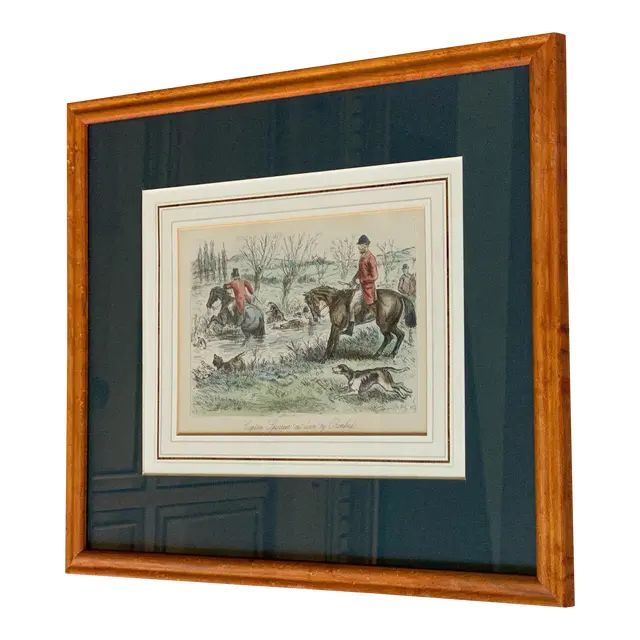 Mid 20th Century Framed Equestrian Horse Print Titled Captain Spurrier "Cut Down" by Romford | Chairish