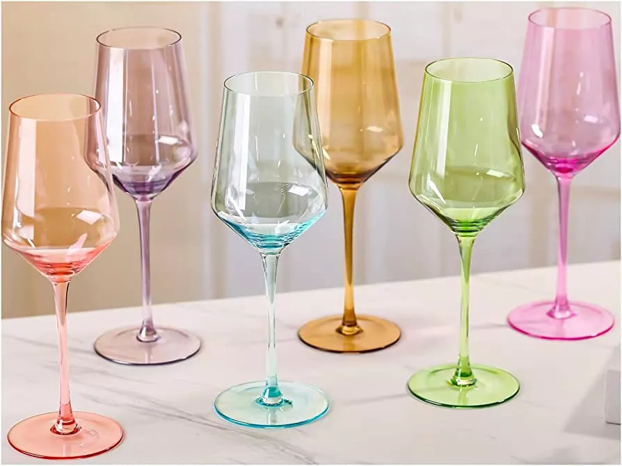 Physkoa Colored Wine Glasses Set Of 6 - Modern