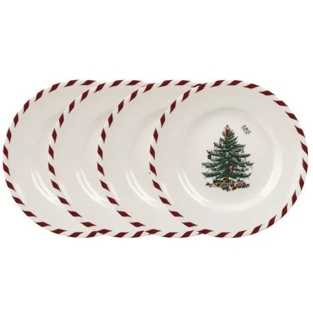 Spode Christmas Tree Canape Plates - Set of 4 | Peppermint Design, Holiday Dinner Plate | Christmas Serving Plate & Festive Appetizer Plate | Seasonal Decorative Plate, Holiday Tableware | Walmart (US)