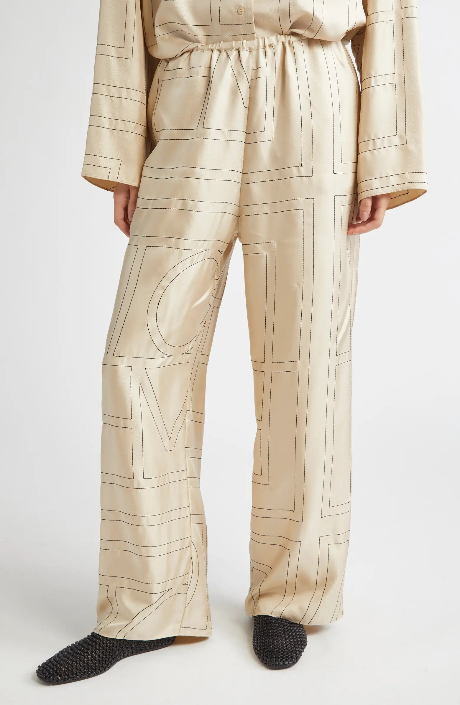 Monogram Silk Pajama Bottoms | Nordstrom